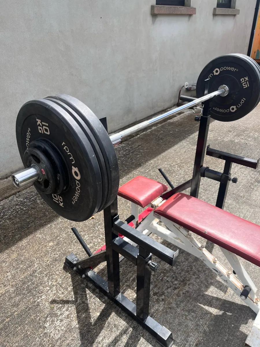 Gym equipment (squat rack/bench/barbell + weights) - Image 3