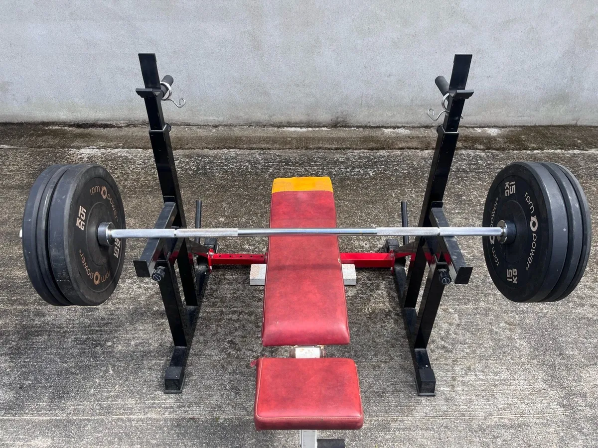 Gym equipment (squat rack/bench/barbell + weights) - Image 4