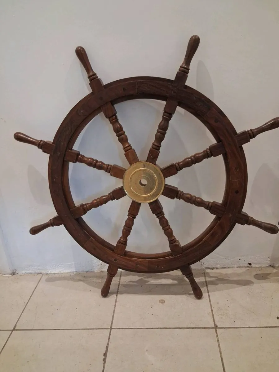 Vintage wooden ships wheel 36" - Image 1