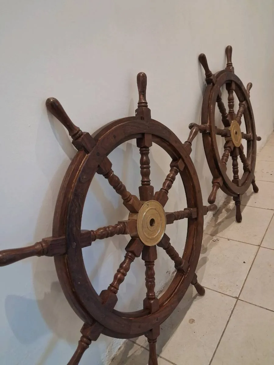 Vintage wooden ships wheel 36" - Image 3