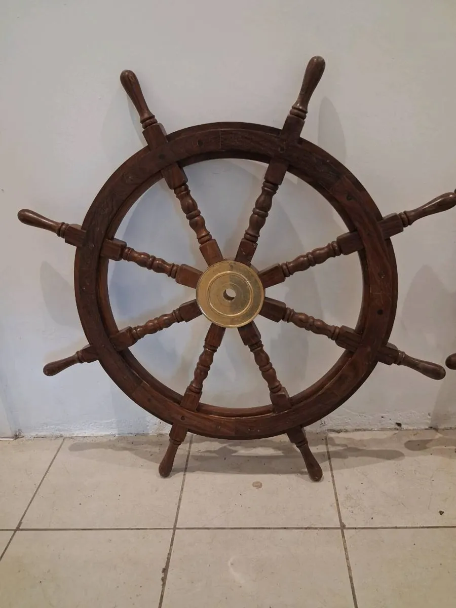 Vintage wooden ships wheel 36" - Image 4