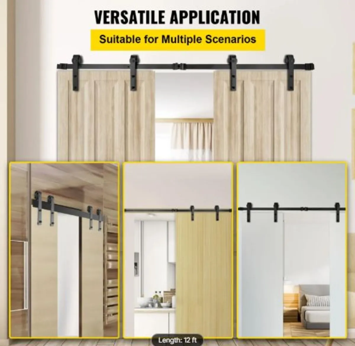 Sliding Barn Door Hardware Kit, 365.8 cm Barn Door - Image 2