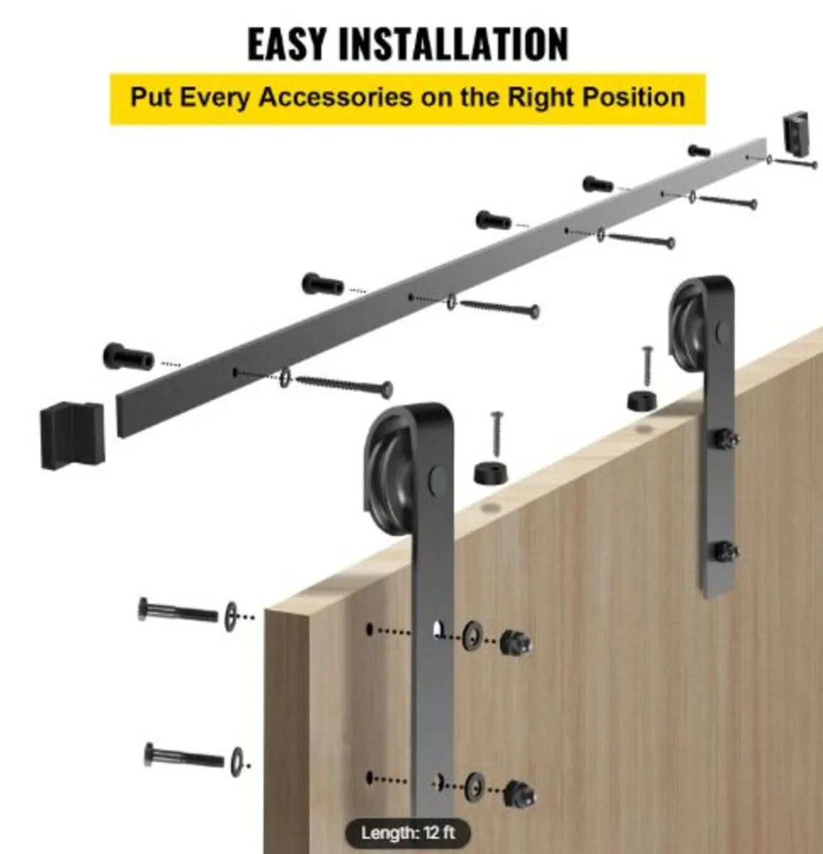 Sliding Barn Door Hardware Kit, 365.8 cm Barn Door - Image 4