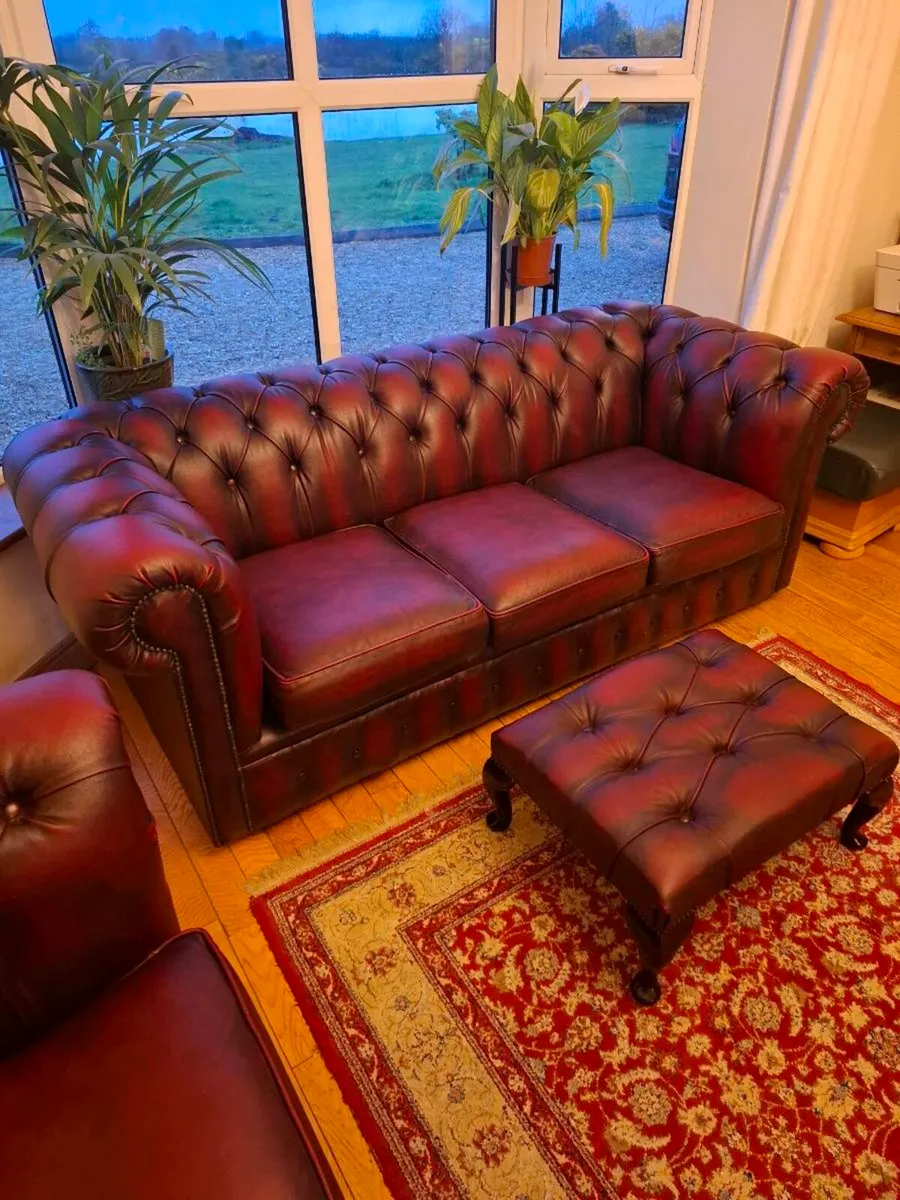 Chesterfield Style Club Chair and Three Seater - Image 3