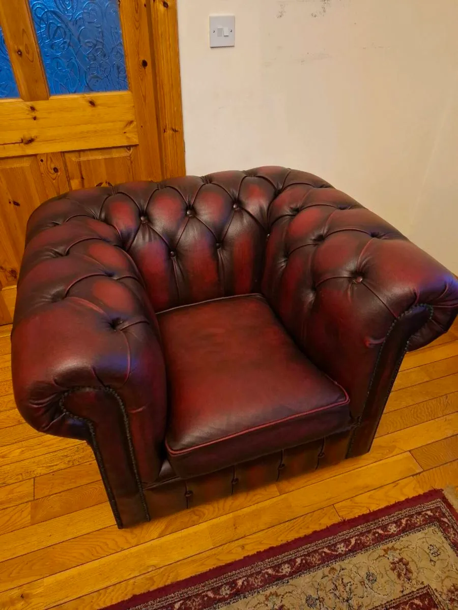 Chesterfield Style Club Chair and Three Seater - Image 1