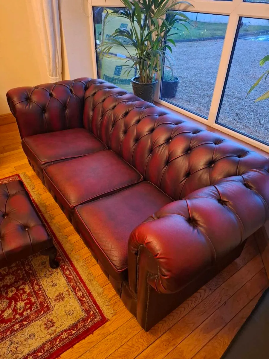 Chesterfield Style Club Chair and Three Seater - Image 2