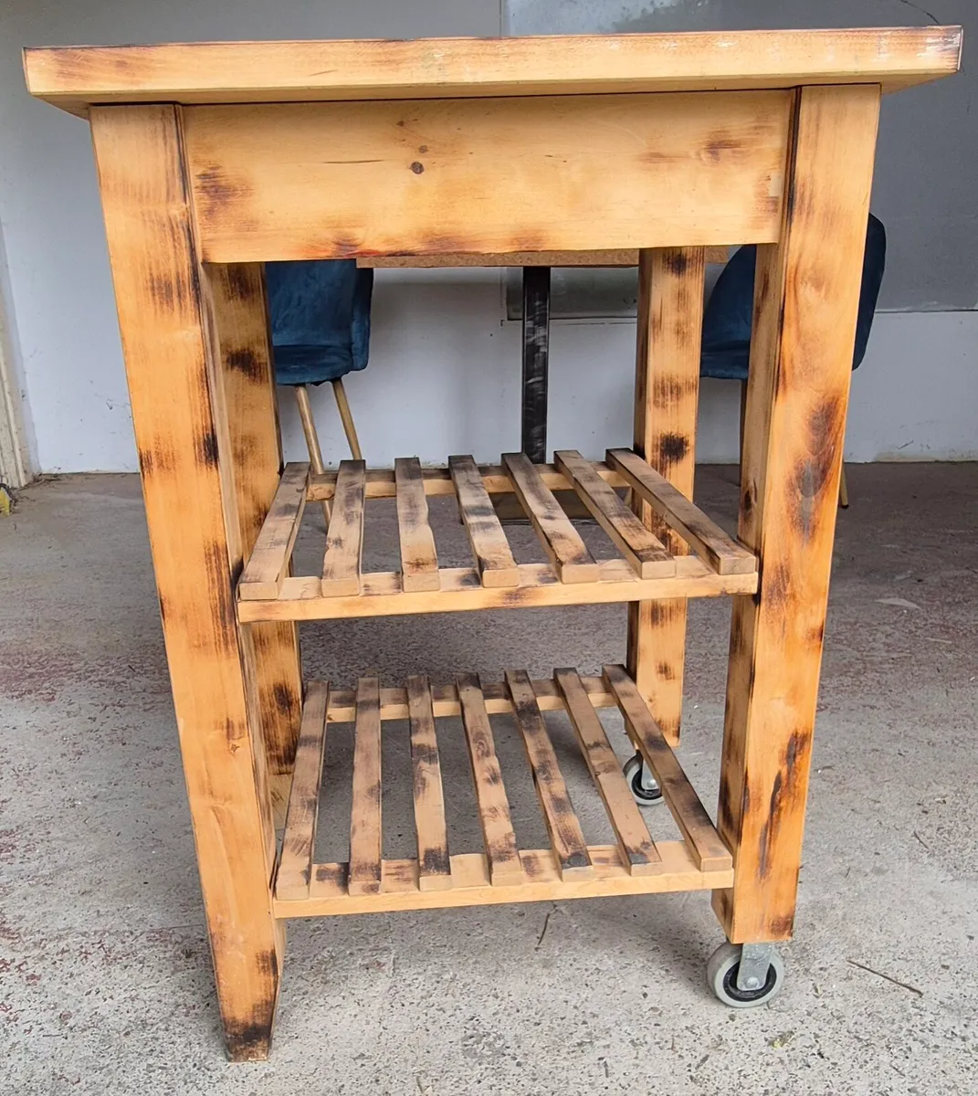 Rustic Kitchen Trolley / Bar Unit – Solid Wood - Image 3