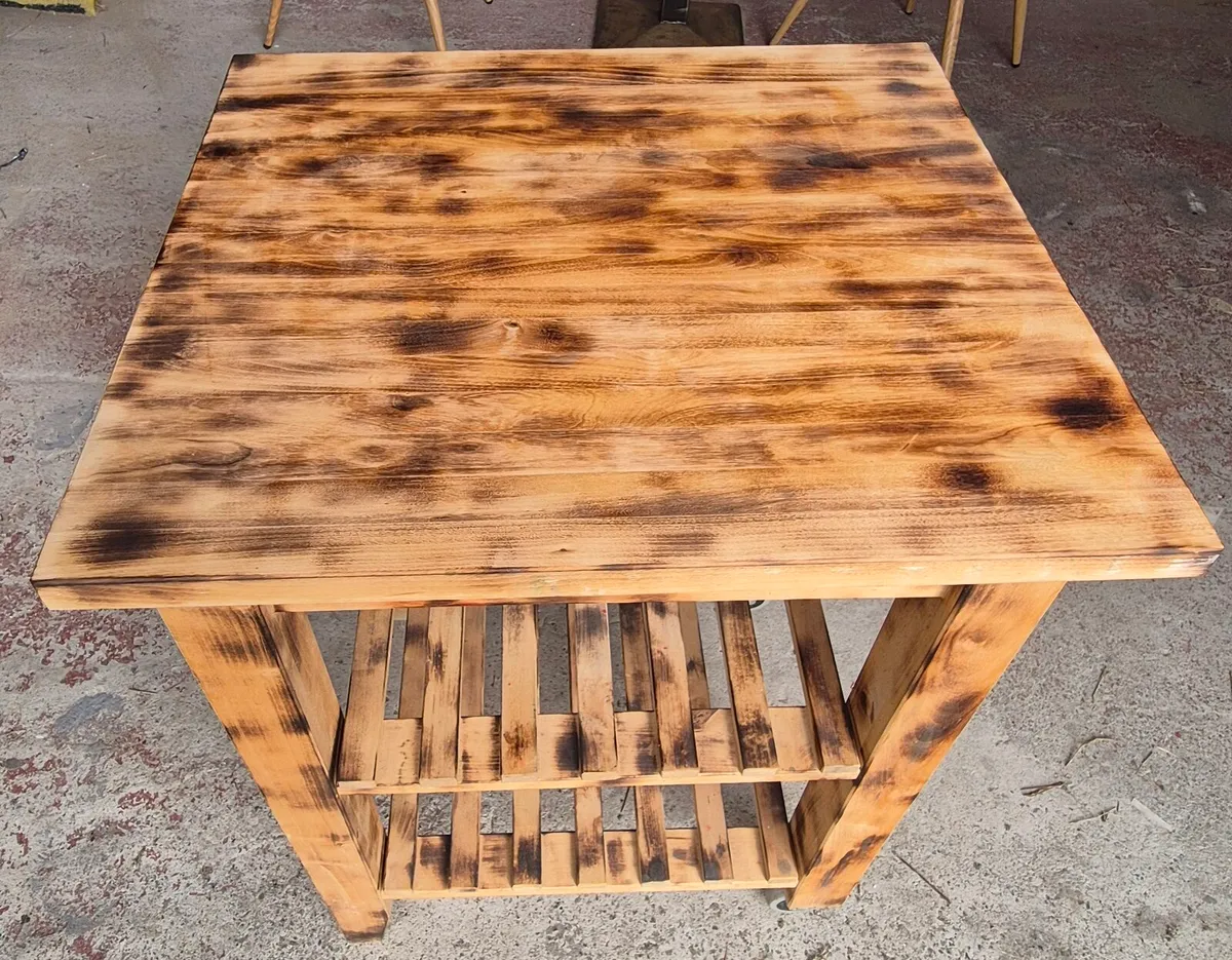 Rustic Kitchen Trolley / Bar Unit – Solid Wood - Image 4