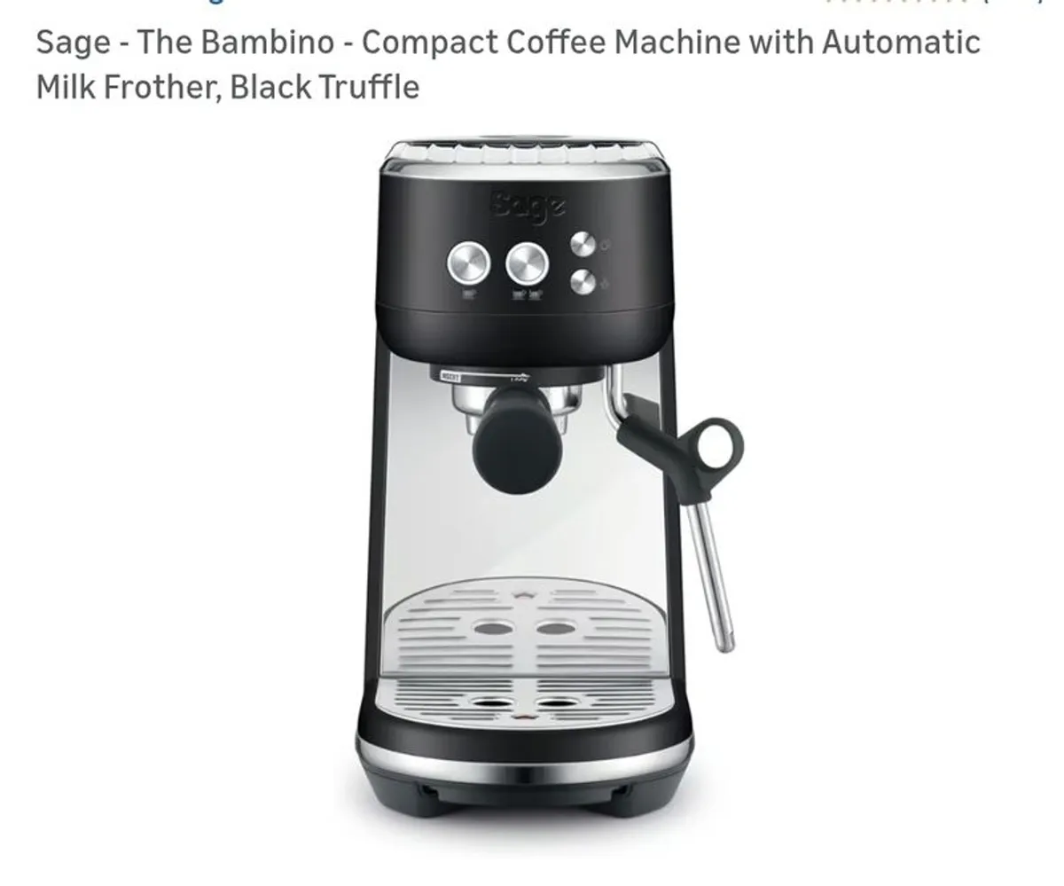 Sage - The Bambino - Compact Coffee Machine with Automatic Milk Frother, Black Truffle - Image 1