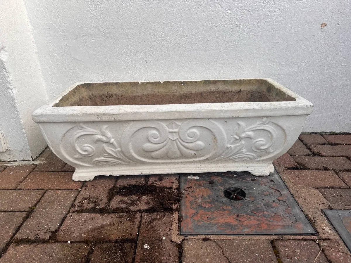 Stone concrete rectangular planters x 4 - Image 1