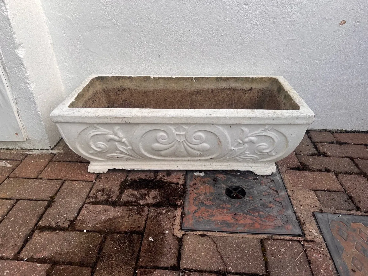 Stone concrete rectangular planters x 4 - Image 4