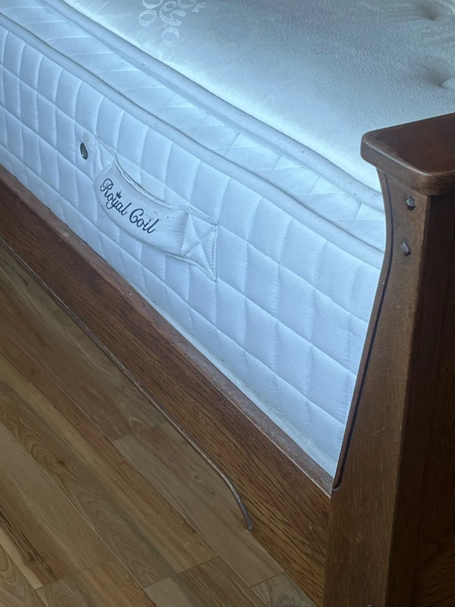 5FT SOLID OAK BED AND MATTRESS - Image 2