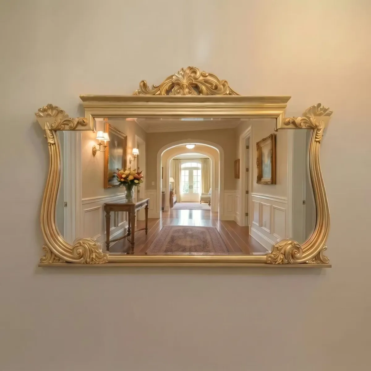Very large re-gilded old mirror