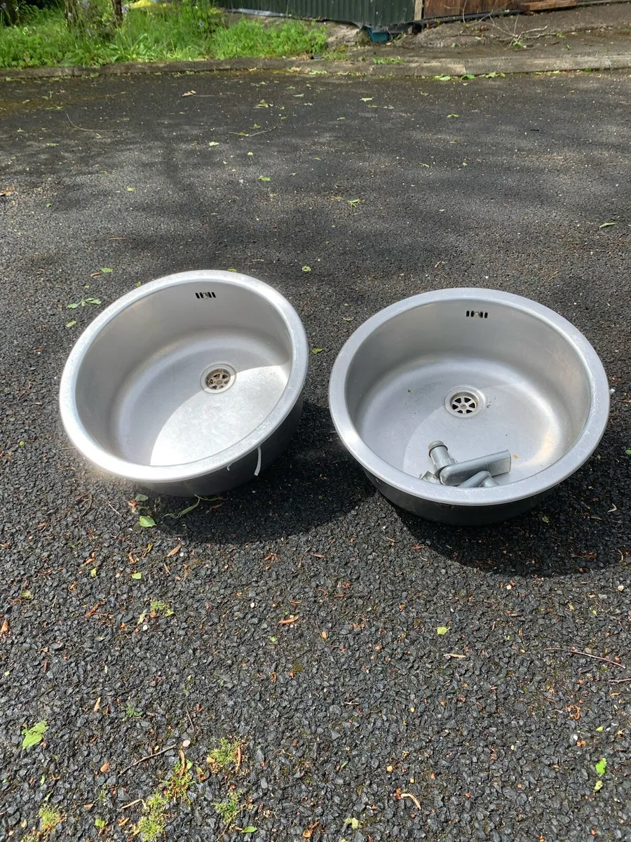 Two Stainless steel round sinks - Image 1