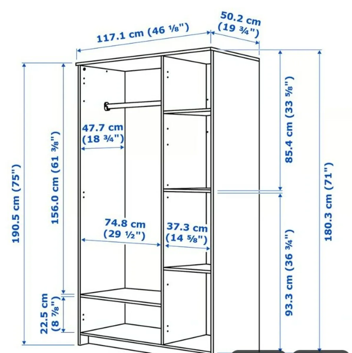 IKEA Brimnes wardrobe carcass, white - Image 2
