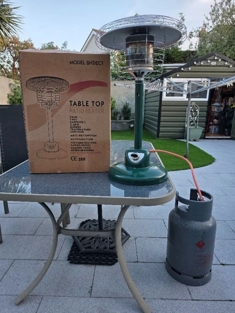 Table Top Patio Heater & Gas Bottle - Image 1