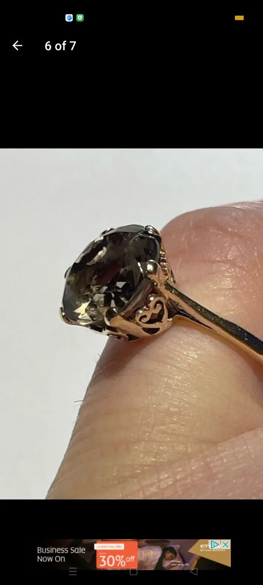 Gold  smokey quartz 9 ct gold - Image 4
