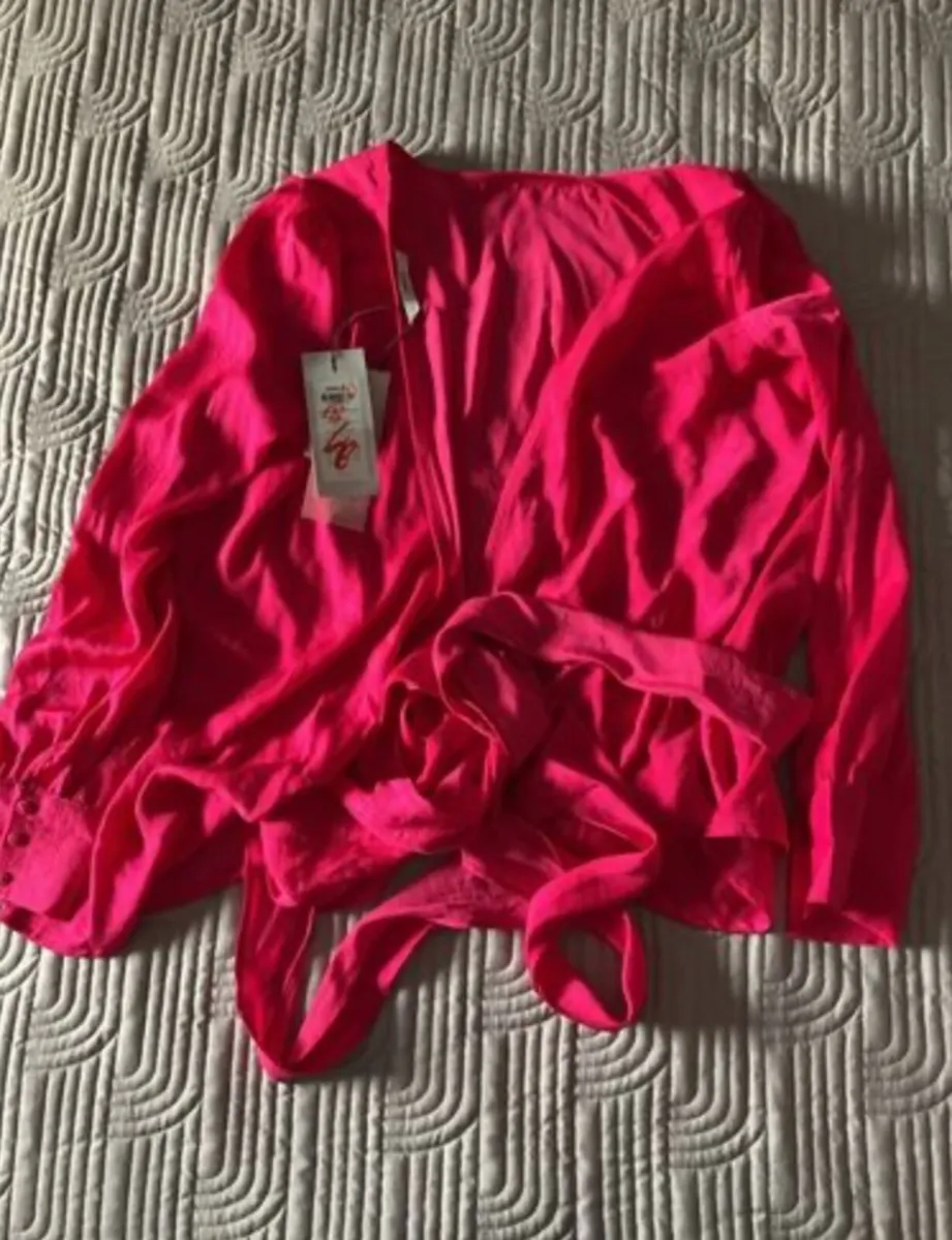 Only Beautiful Pink Wrap Blouse Size UK 8 - Image 1