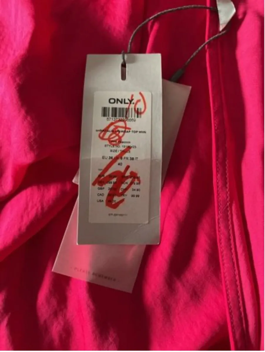 Only Beautiful Pink Wrap Blouse Size UK 8 - Image 4