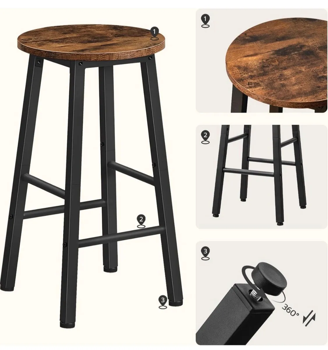 Bar Stools Set of 4,Kitchen Breakfast Bar Chiars - Image 3