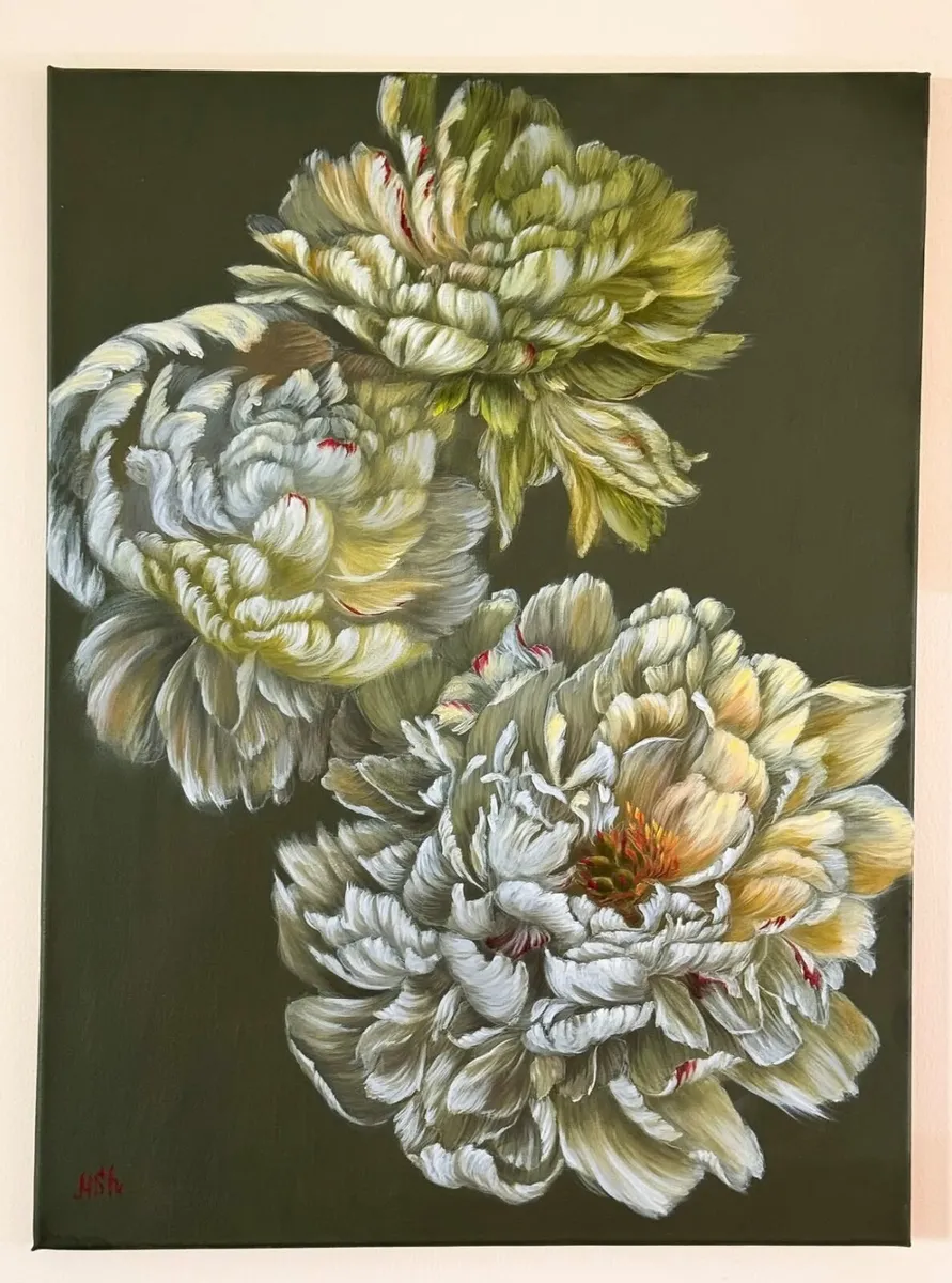 Large Floral Oil Painting • Original Art - Image 1