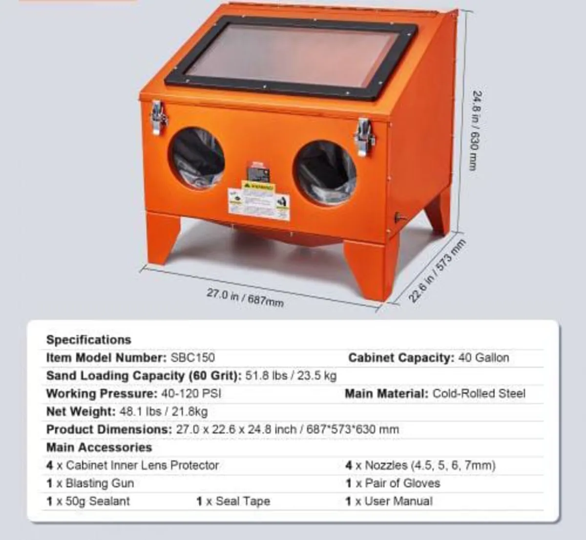 151.4 L Sandblasting Cabinet Benchtop Cabinet with - Image 4