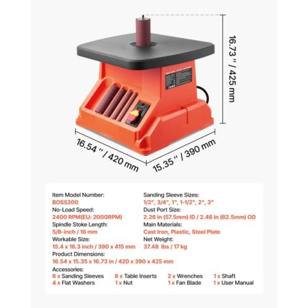 Oscillating Spindle Sander, 2000RPM Benchtop Spind - Image 2