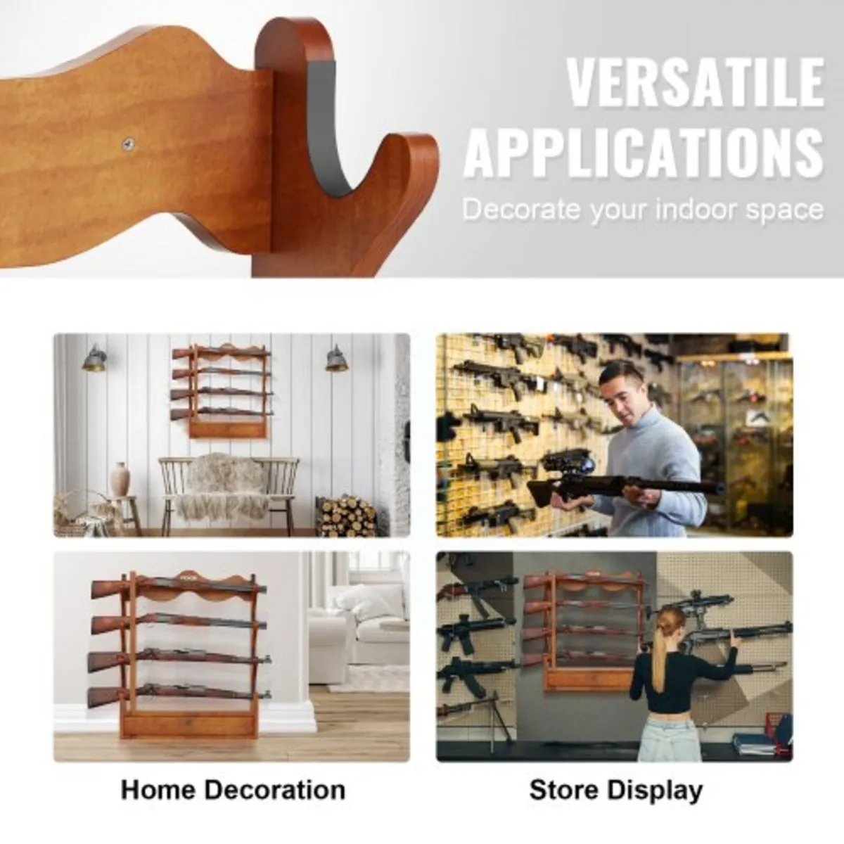 Gun Rack, Wood Gun Rack Wall Mount, Gun Display Ra - Image 3