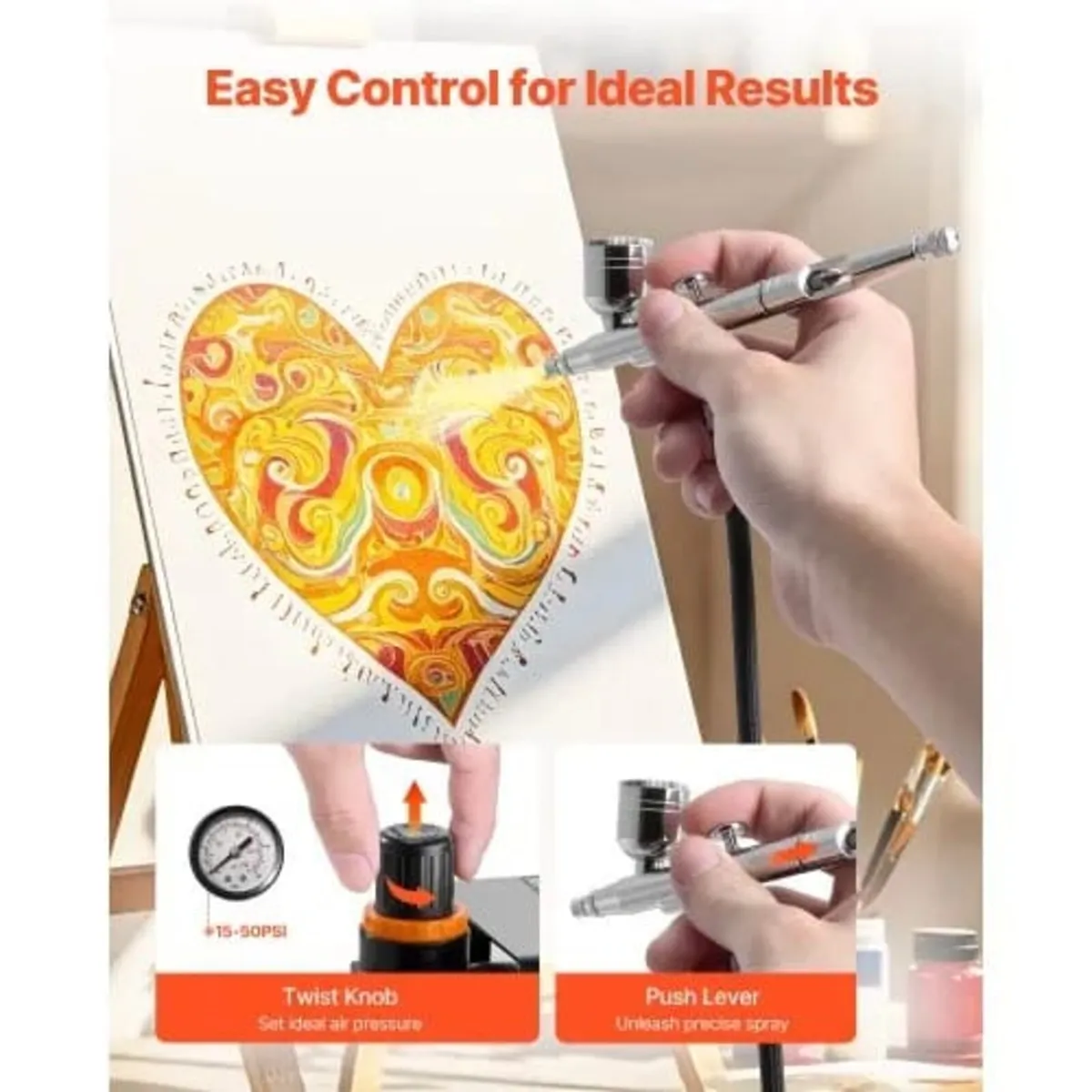 Airbrush Kit, 1/6 HP, Air Brush Kit with Air Compr - Image 4
