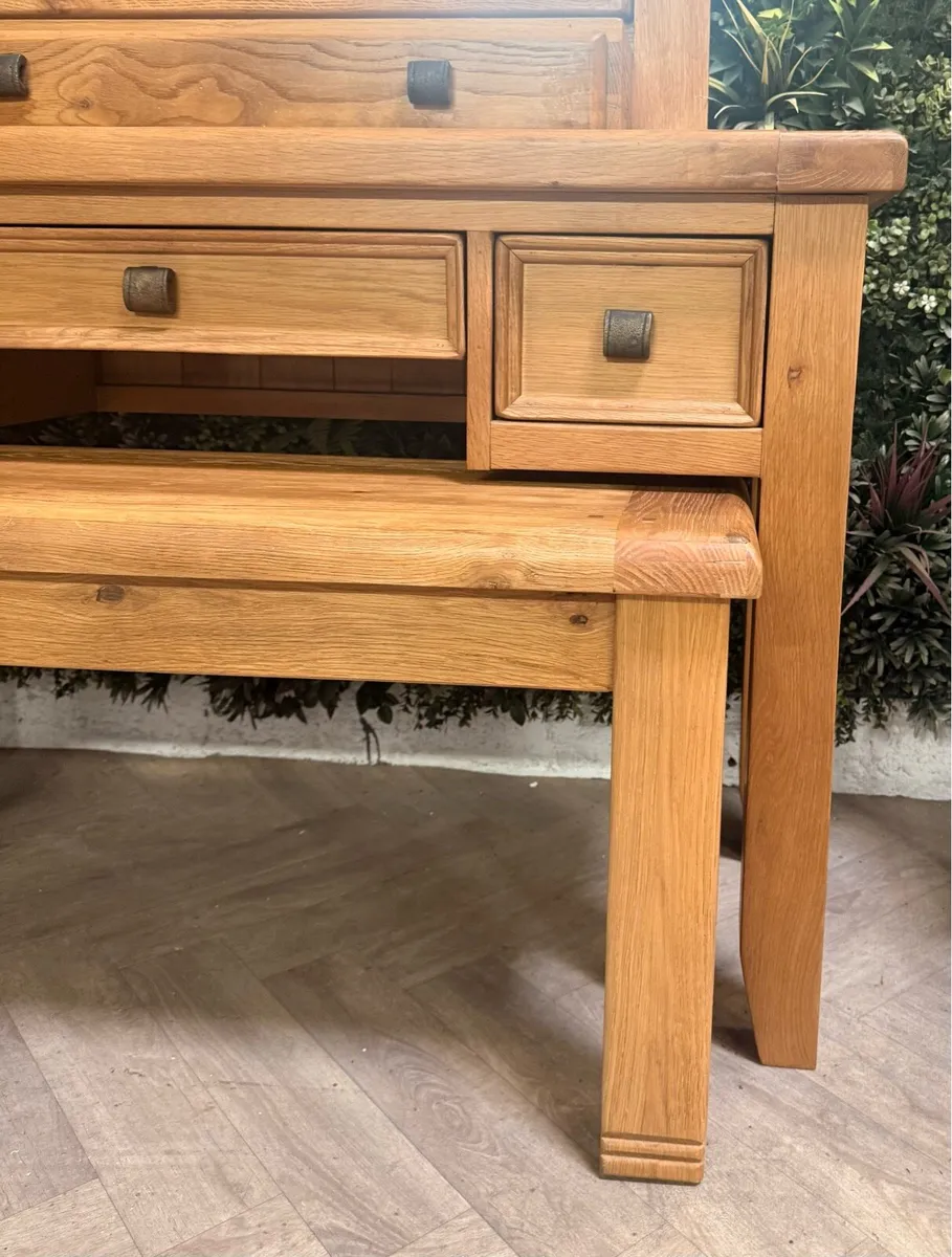 Solid oak vanity set & bench - Image 4