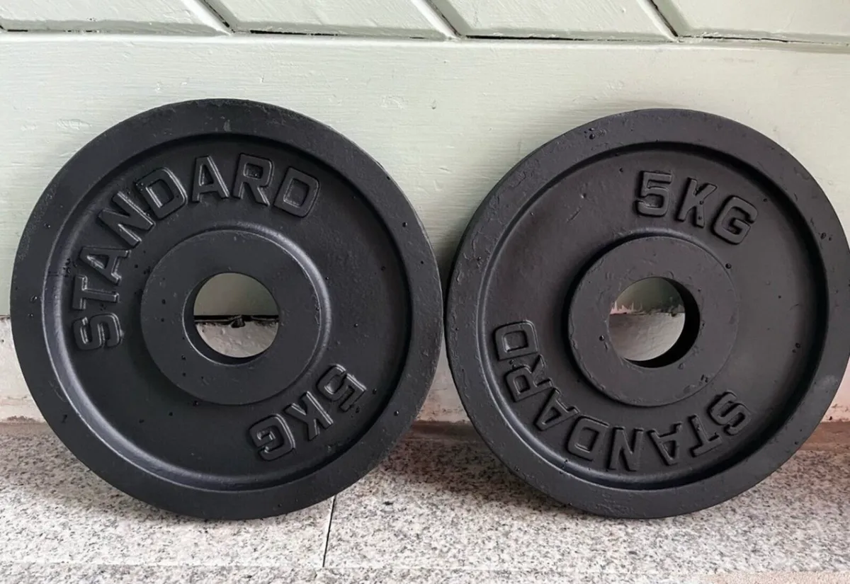 2x20kg,2x5kg Olympic cast iron weight plates - Image 2