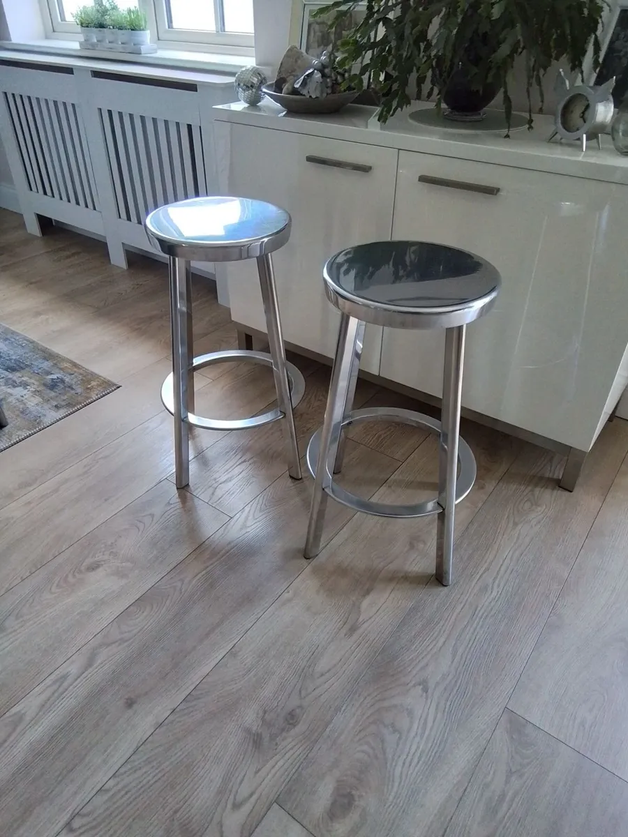 Italian designer aluminium stools - Image 2