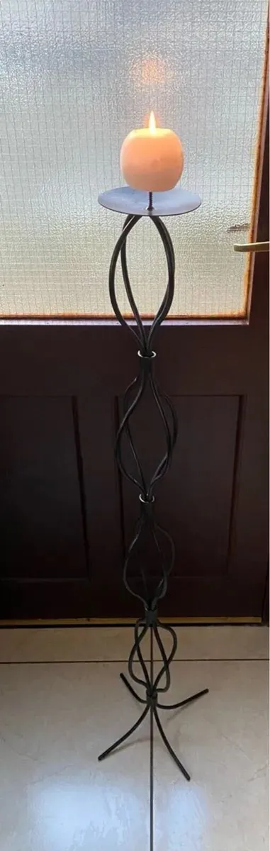 Beautiful Tall Sturdy Cast Iron Candle Holder - Image 2