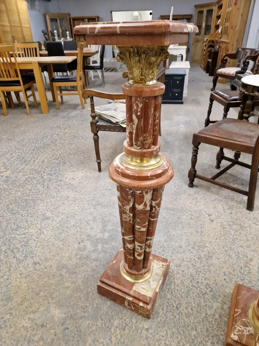 Large pair vintage marble columns, pedestals - Image 2