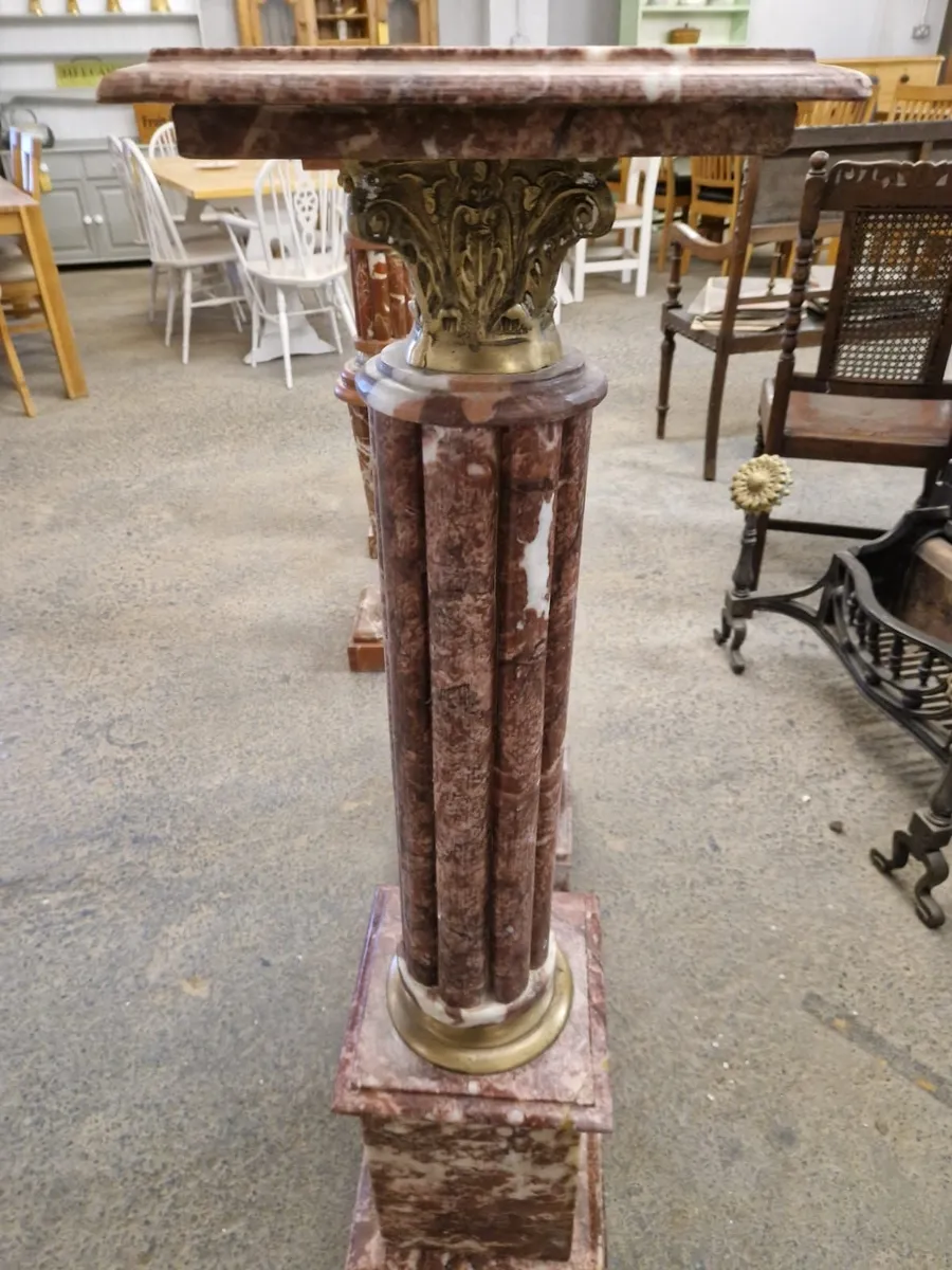 Large pair vintage marble columns, pedestals - Image 2