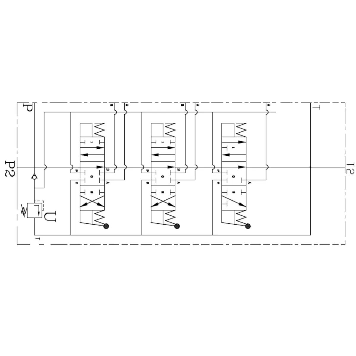 Hydraulic Monoblock Valve Block — 3 Manual Lever - Image 2