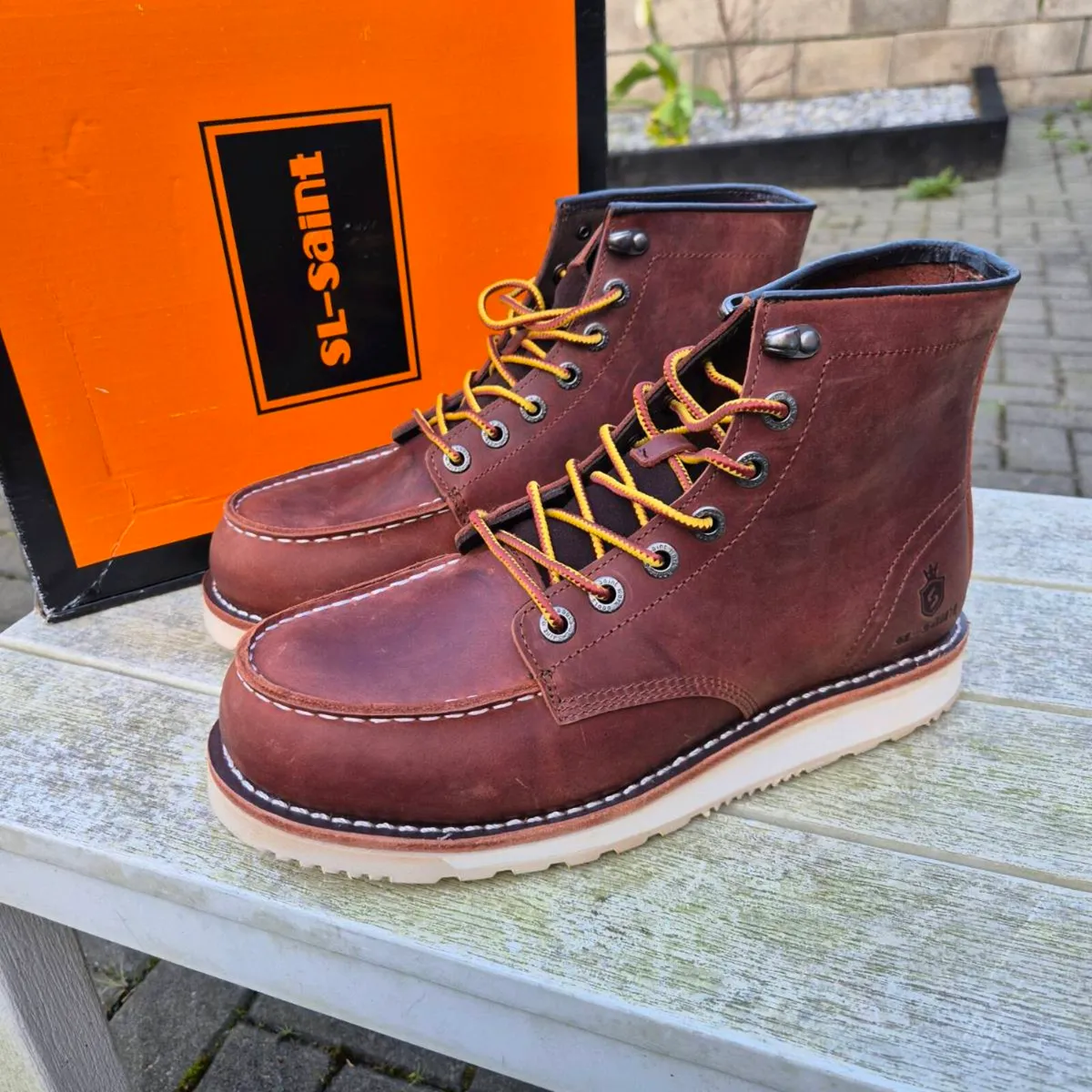 SL-Saint, Men's Leather Mox Toe Boots, UK 9/EU 43, - Image 1
