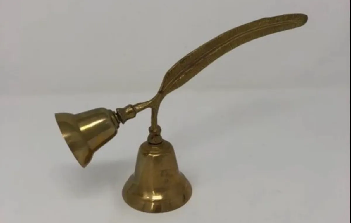 Vintage double bell with feather handle