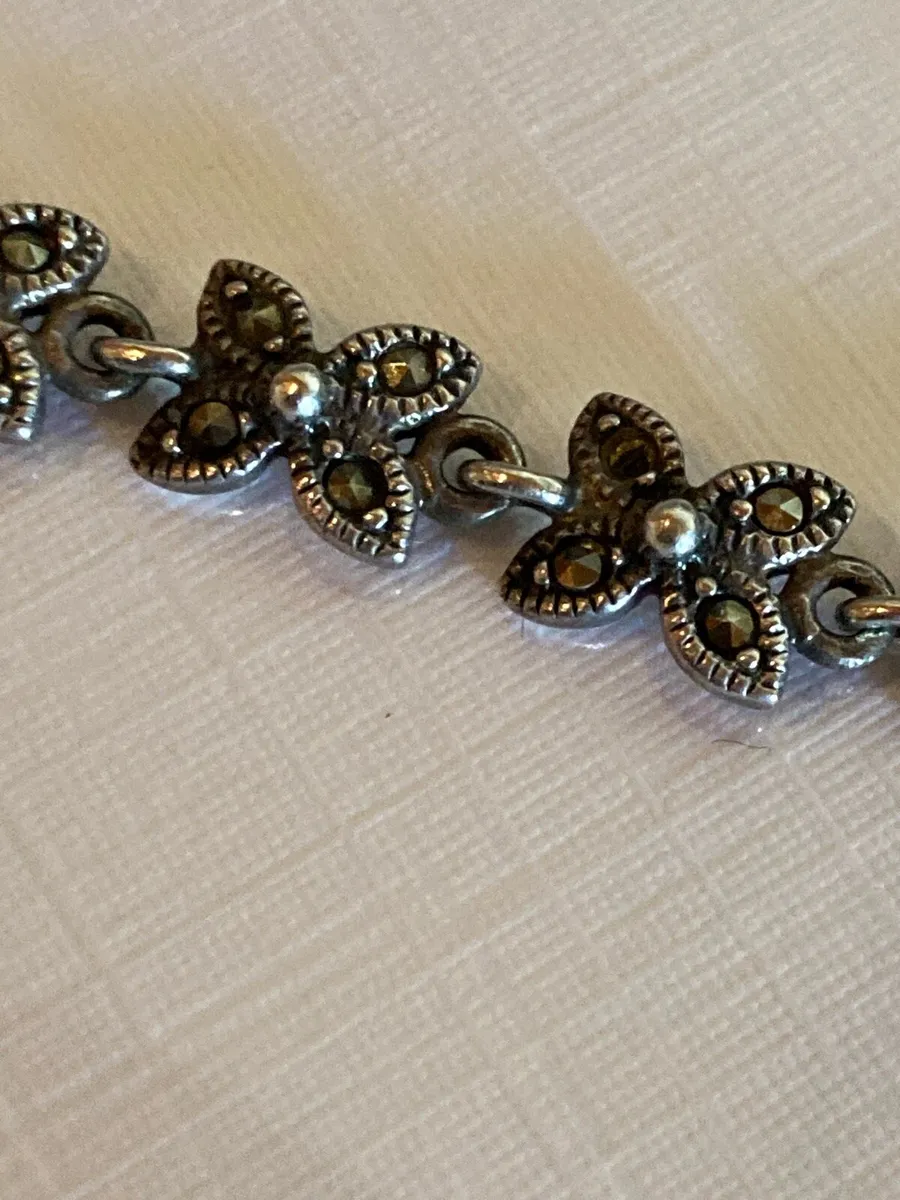 Sterling Silver vintage marcasite bracelet - Image 3
