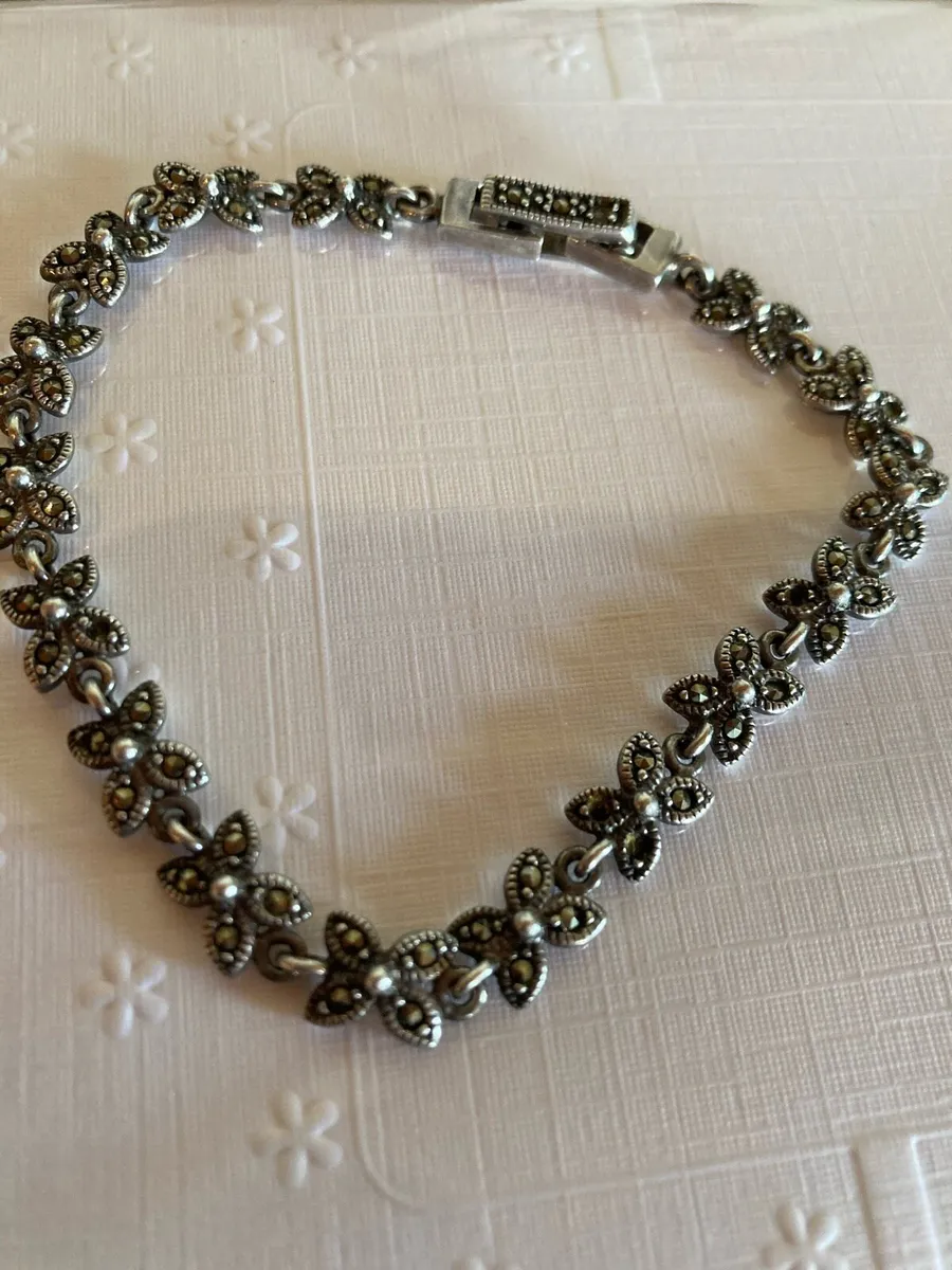 Sterling Silver vintage marcasite bracelet - Image 2