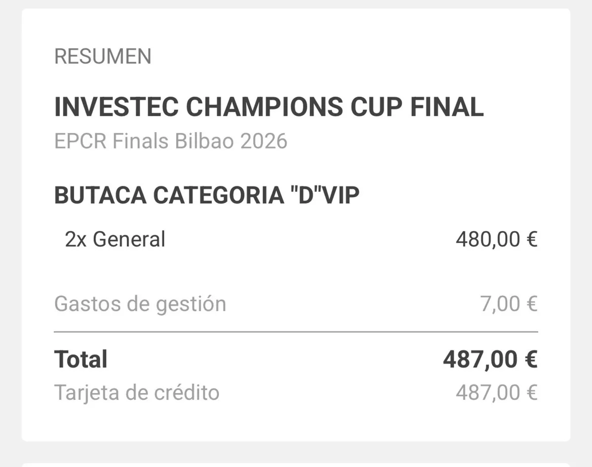 FACE VALUE  2 VIP Champions Cup Final Tickets - Image 3