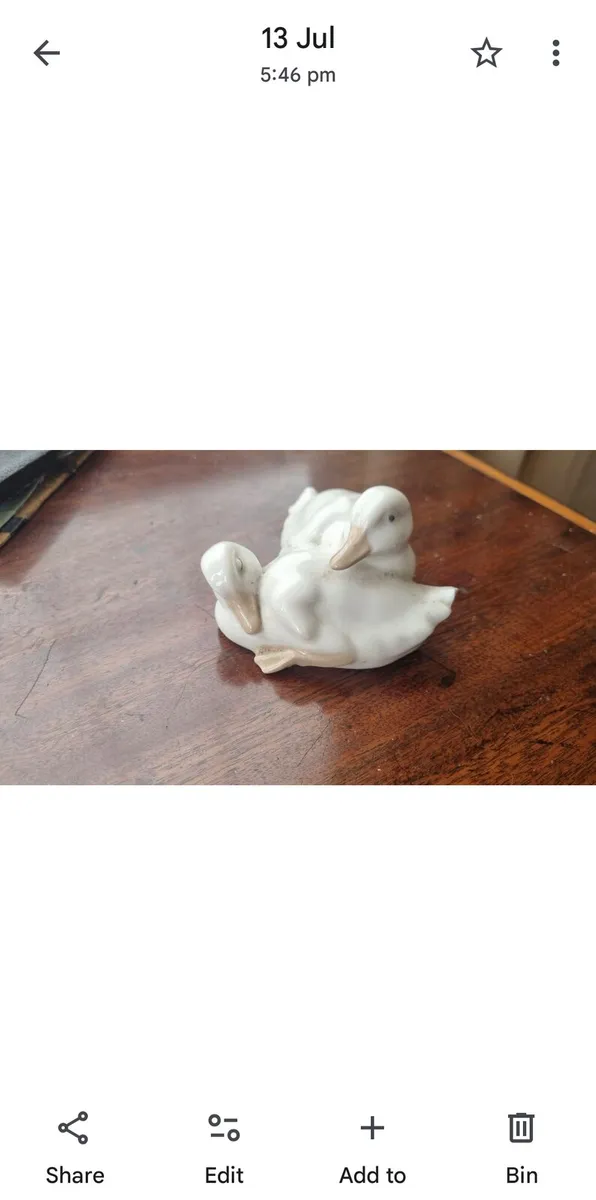 Vintage Lladro sleeping ducks porcelain figurine