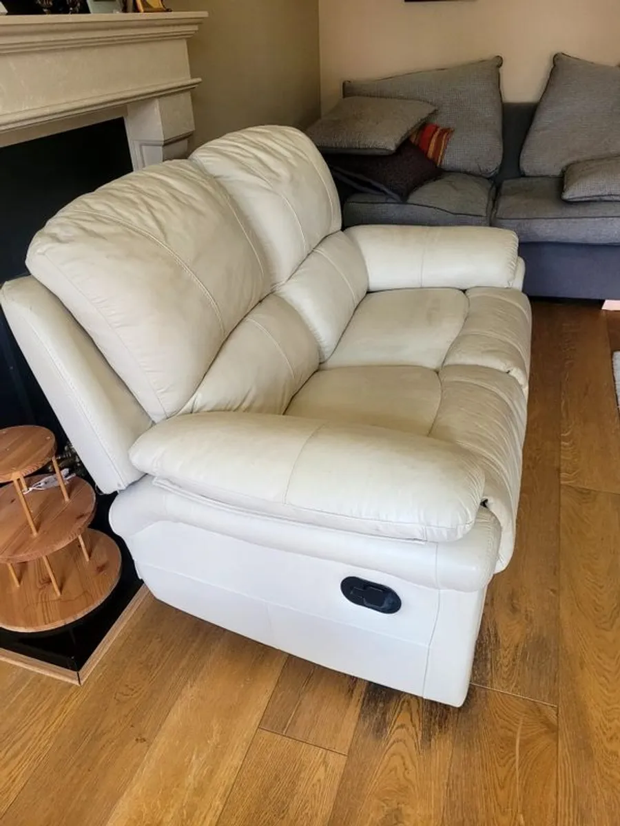 Two-Seater Recliner Cream Sofa - Image 3