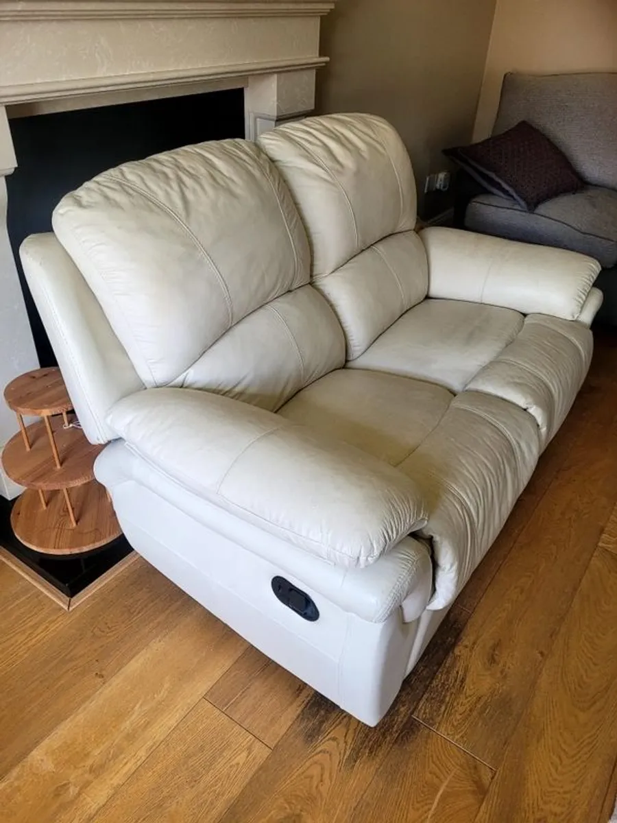 Two-Seater Recliner Cream Sofa - Image 4
