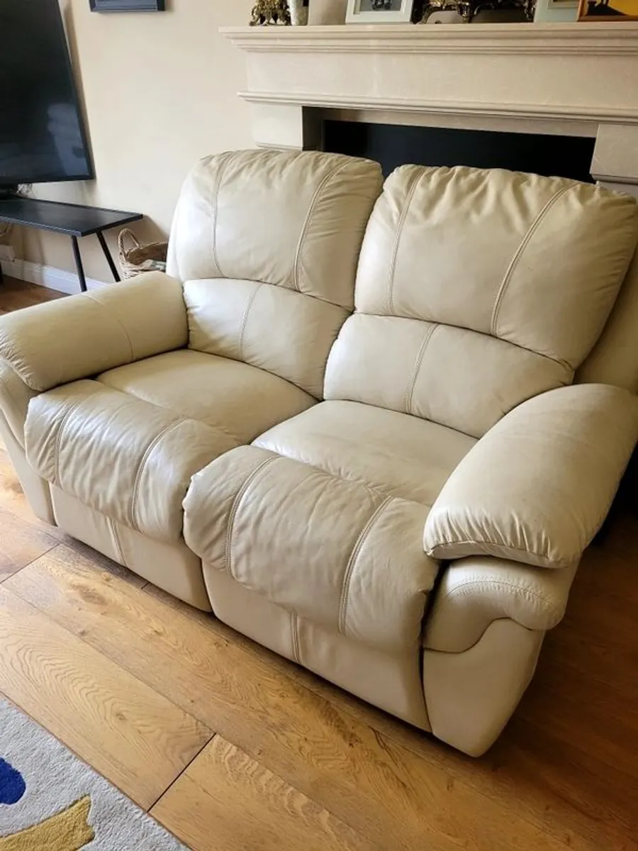 Two-Seater Recliner Cream Sofa - Image 1
