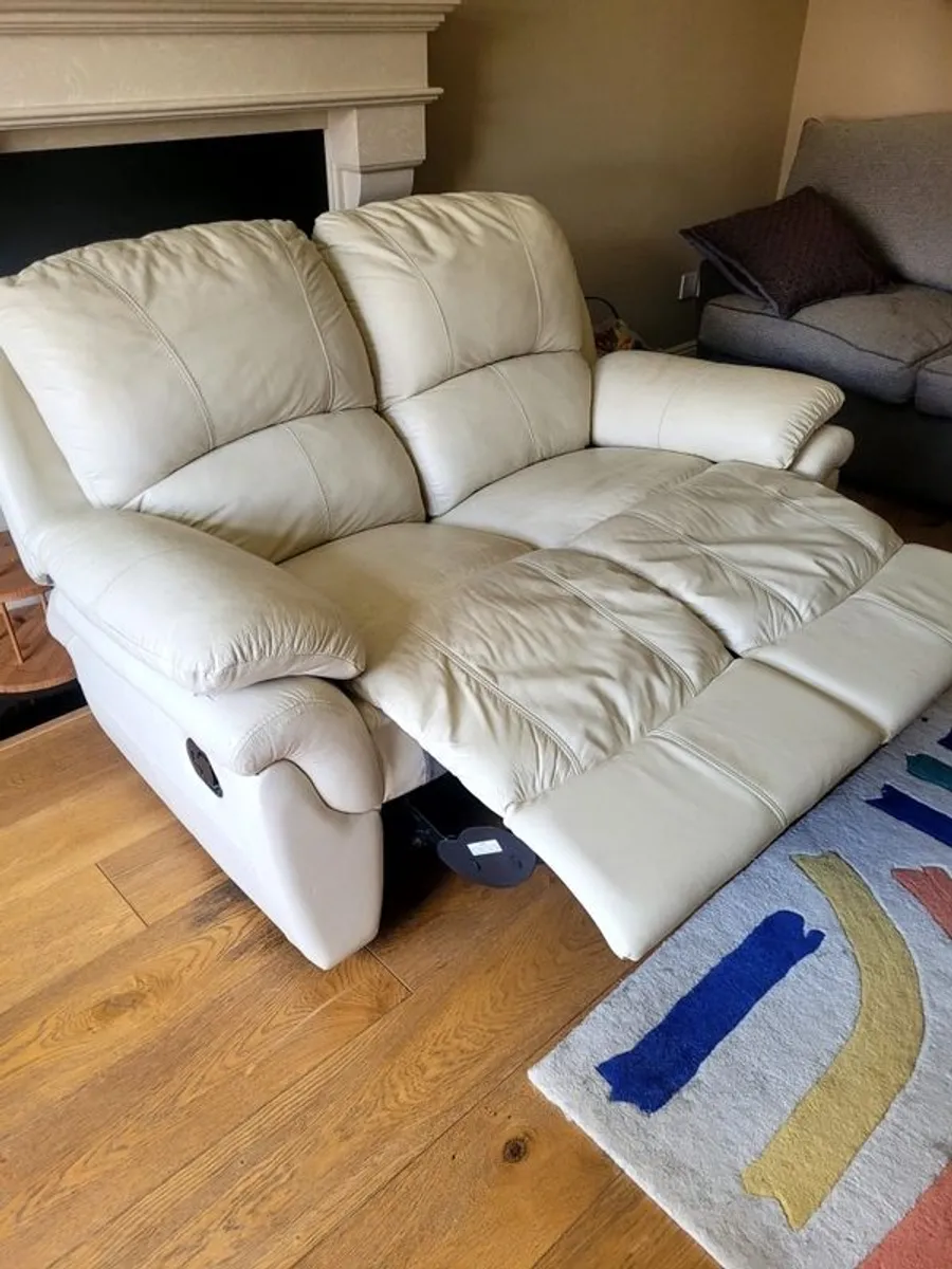 Two-Seater Recliner Cream Sofa - Image 2