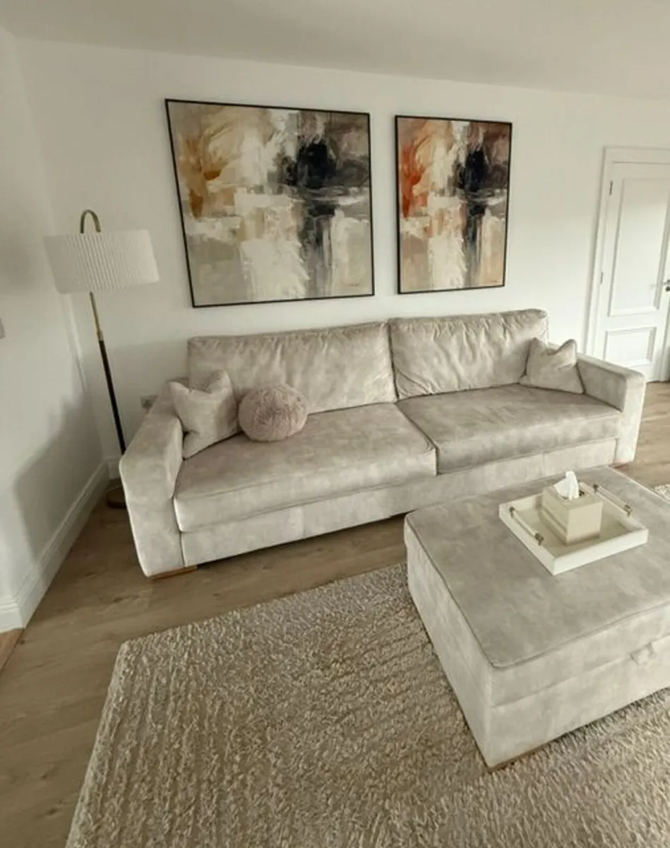 Beautiful Custom Ivory 5-Seater Sofa + Storage Tab - Image 1