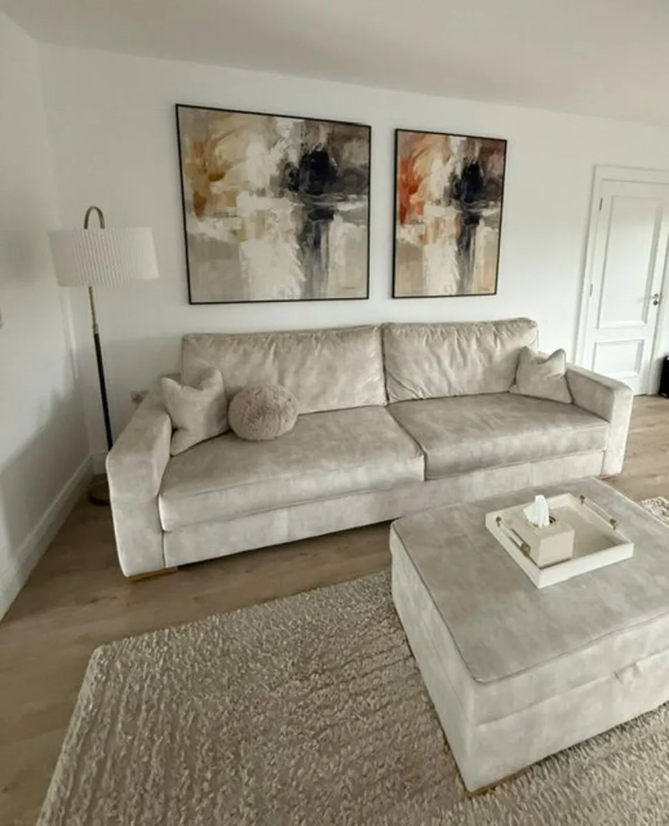 Beautiful Custom Ivory 5-Seater Sofa + Storage Tab - Image 2
