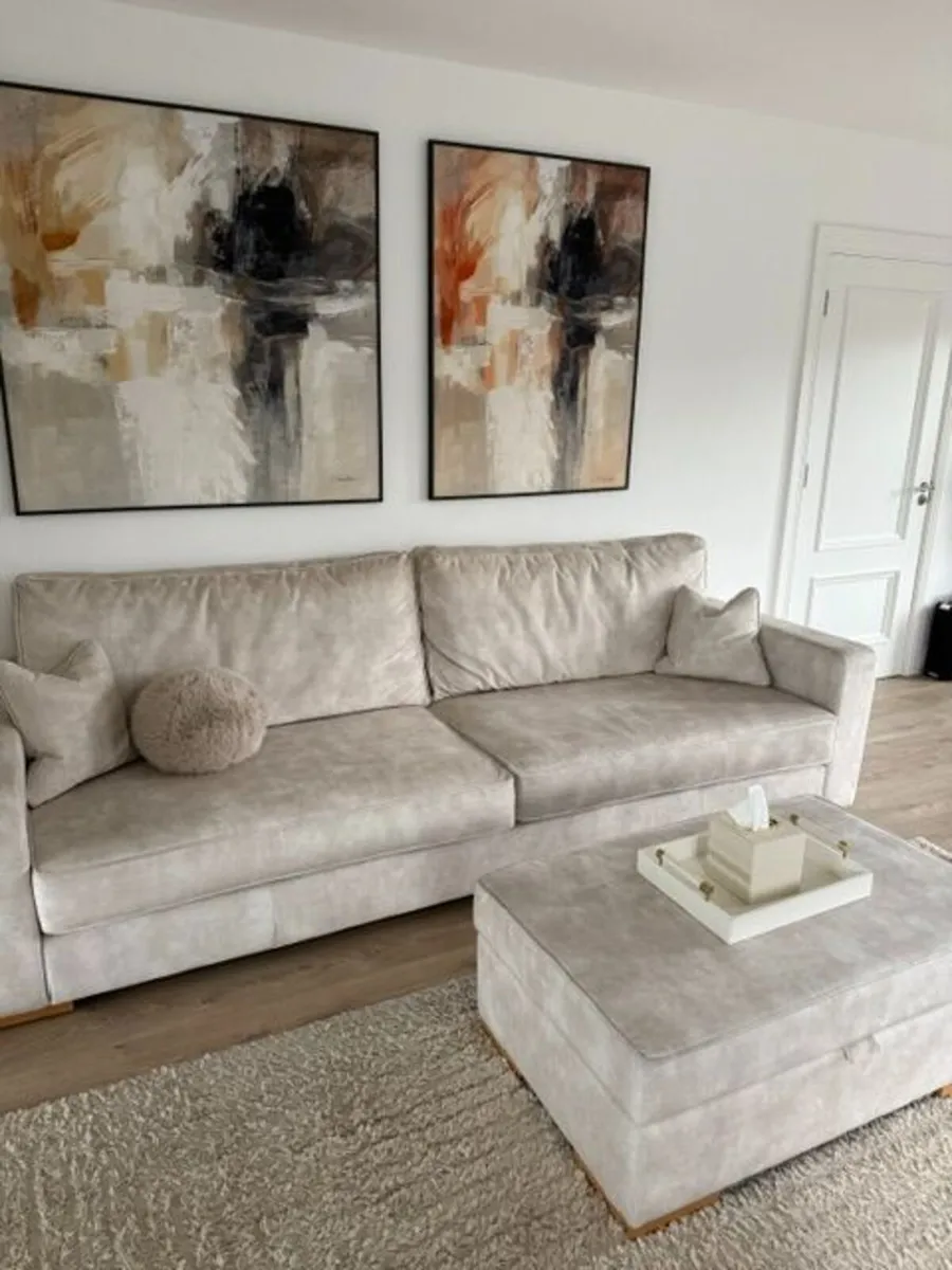 Beautiful Custom Ivory 5-Seater Sofa + Storage Tab - Image 3