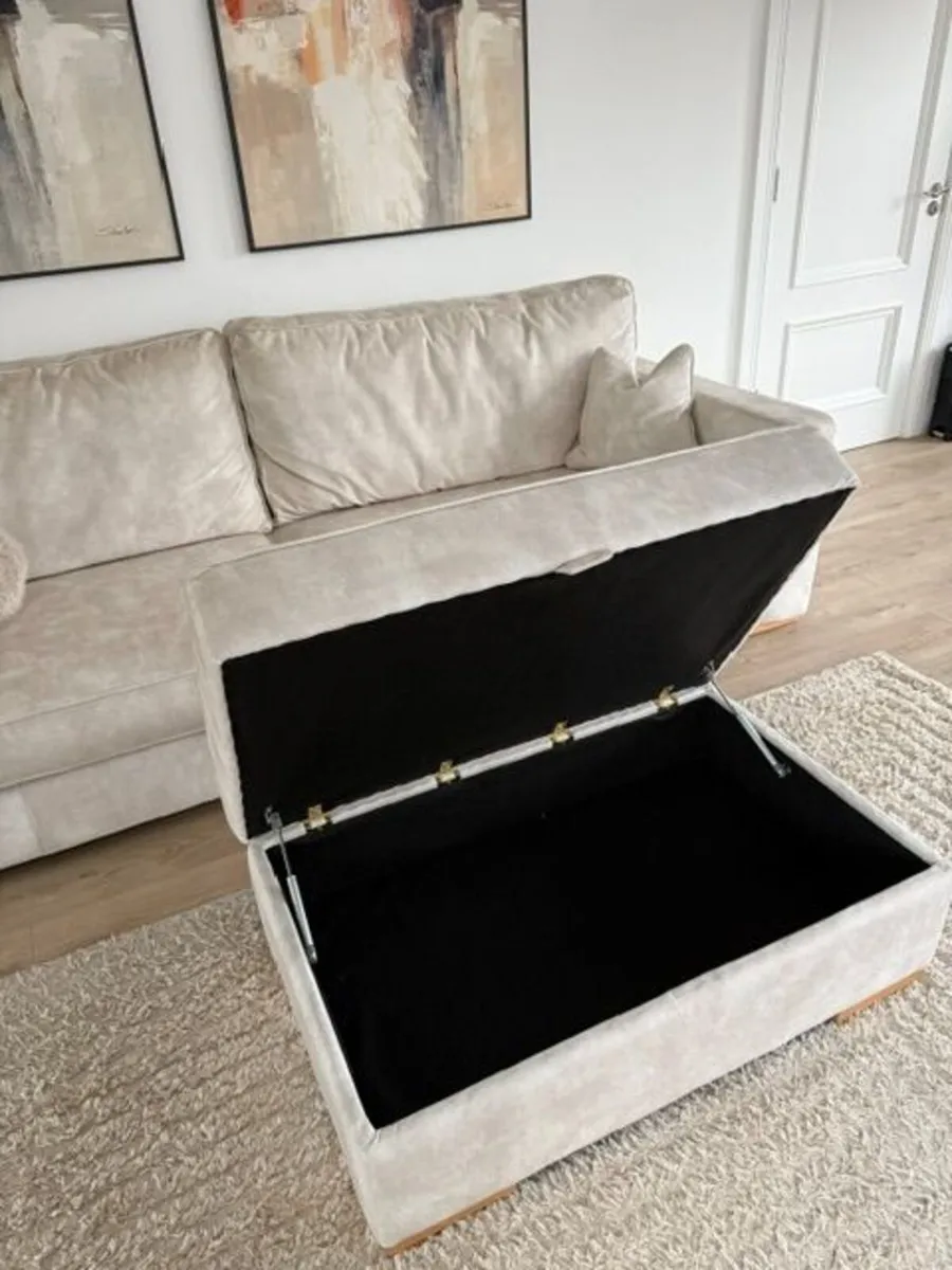 Beautiful Custom Ivory 5-Seater Sofa + Storage Tab - Image 4